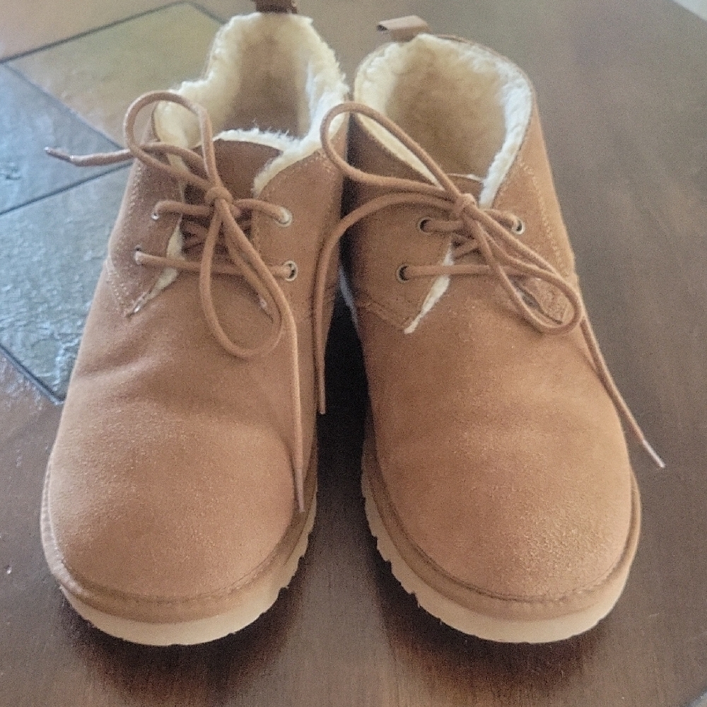 BearPaw Paws Winter Chukka Boot Real Suede Tan Men 9 Women 11-11.5